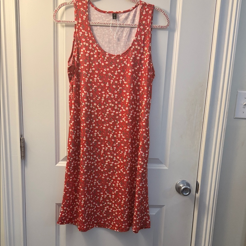 Red Floral Mini Dress NEW medium